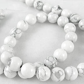 Round bead, entire strand of beads, real howlite, 12mm, white-grey marbled, 33pcs.