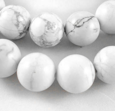 Round bead, real howlite, 8mm, white-grey marbled, 6pcs.