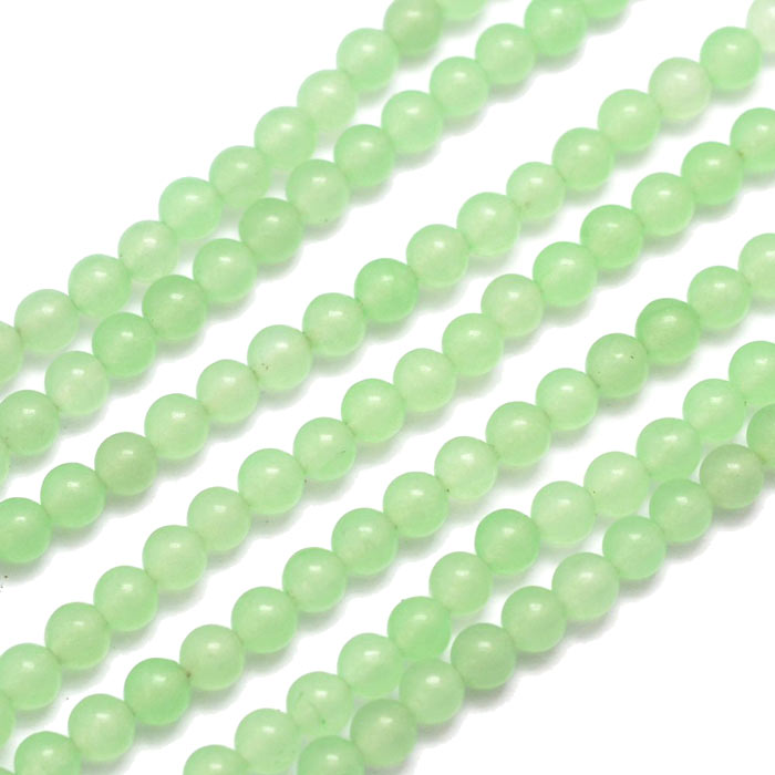 Jade bead, dyed, light jade green, transparent, round, 6mm, 10pcs.