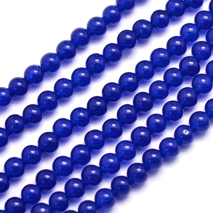 Jade bead, dyed, dark blue, round, 4mm, 10pcs.