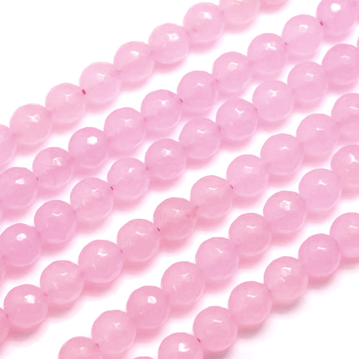 Jade bead, dyed, whole strand, faceted, round, 10mm, 6pcs.