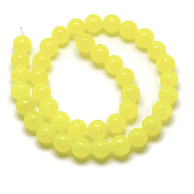 Jade bead, yellow, round, 6mm, 10pcs