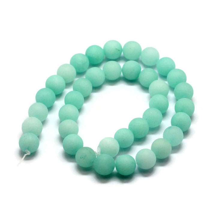 Candy Jade bead, whole strand, frosted turquoise, round, 8 mm. 6 pcs.