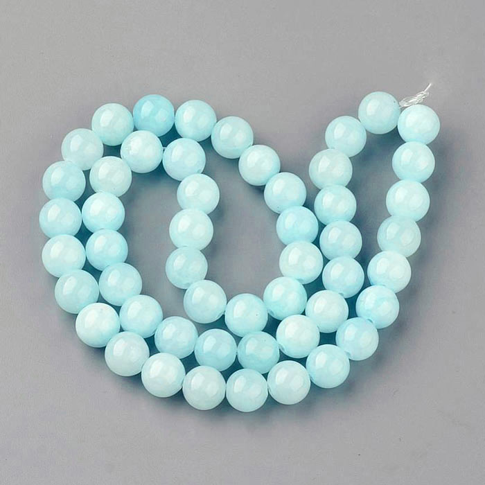 Candy jade, full strand, pale bluish turquoise, round bead, 4mm, 95pcs.