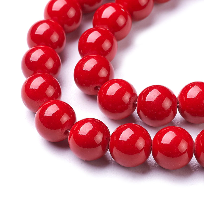 Candy jade, entire strand of beads,  round, red, 10mm, 39pcs.,