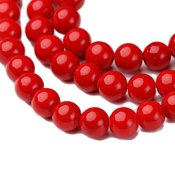 Candy jade, whole strand, red, 6mm, 65pcs.