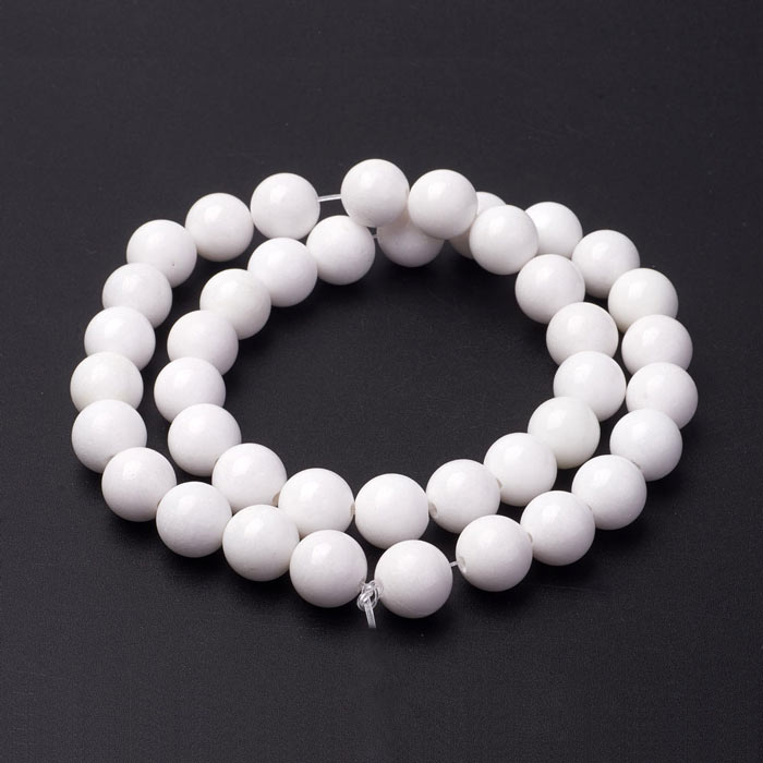 Candy jade beads, full strand, white, round, diameter 8mm, ca. 48 pcs.