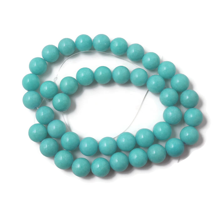 Candy jade, whole strand, round, light opaque turquoise , 10 mm, approx. 39 pcs.