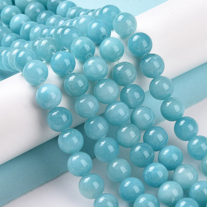 Candy jade, entire strand of beads, round,  light blue, 8mm, appx. 49pcs.