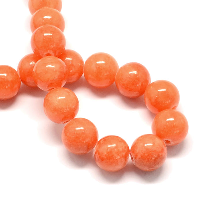 Candy jade, round bead, orange, 8mm, 6 pcs