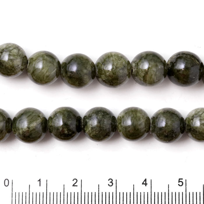 Candy jade, round, dark olive green, 10mm, 6pcs