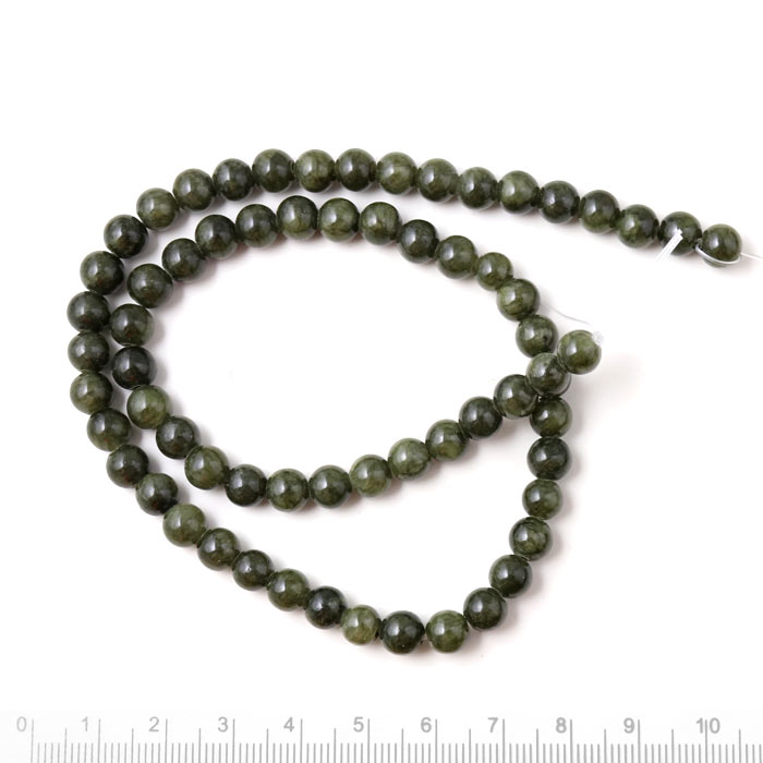 Candy jade, round, dark olive green, 6mm, 10pcs