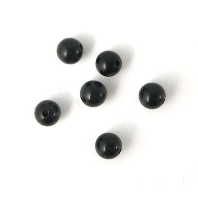 Candy jade, round, black, 8mm, 6pcs.
