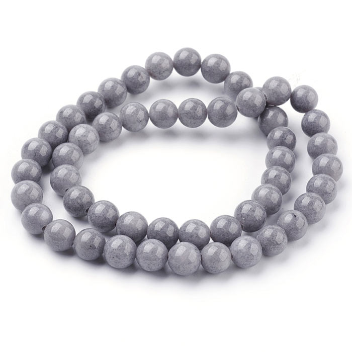 Candy jade, whole strand, round, grey, 8mm, appx. 49 pcs.