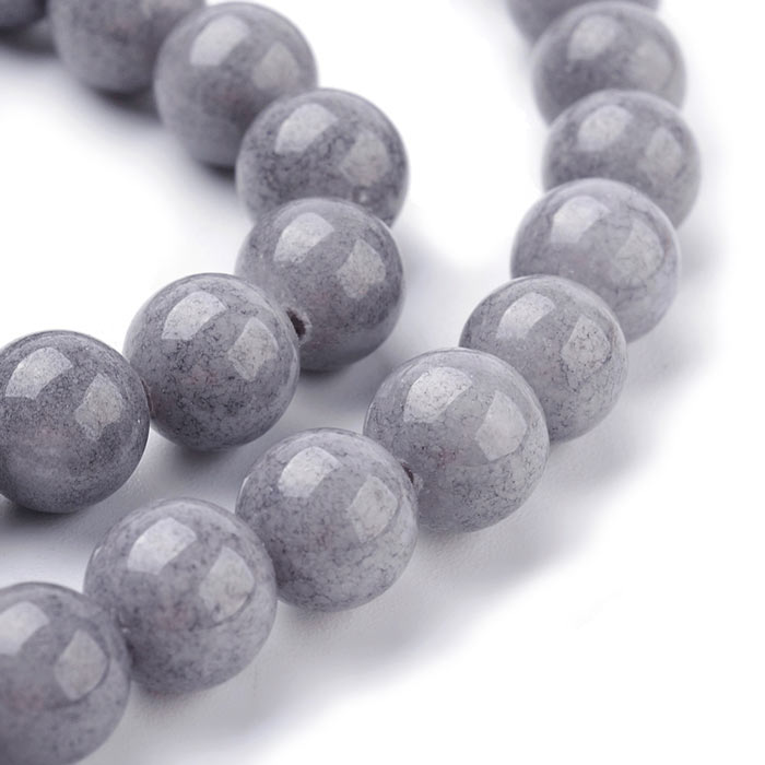 Candy jade, round, grey, 8mm, 6pcs.