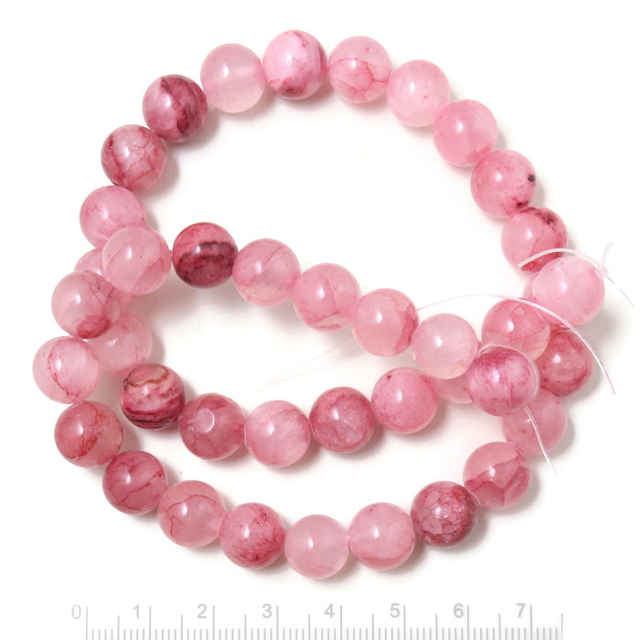  Natural Jade bead, dyed, misty rose, 10mm, 6pcs.