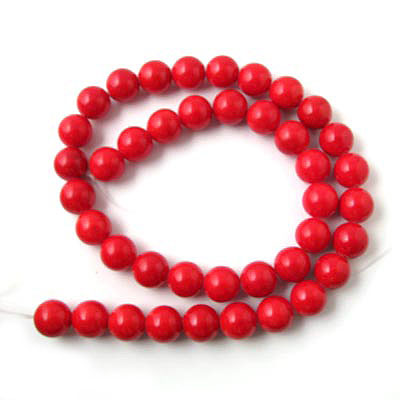 Candy jade, whole strand, red, 8mm, 50pcs.