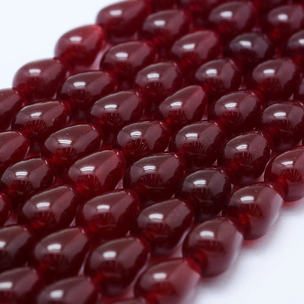 Jade teardrops, dark red, 14x10mm, 4pcs.