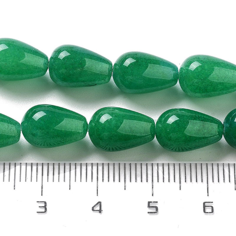 Jade, dyed, teardrops, green, 12x8mm. 4pcs.