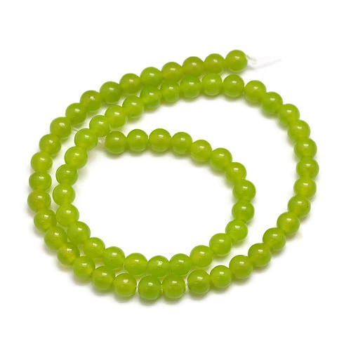 Jade bead, yellow-green-olive, round, 6mm, 64pcs.