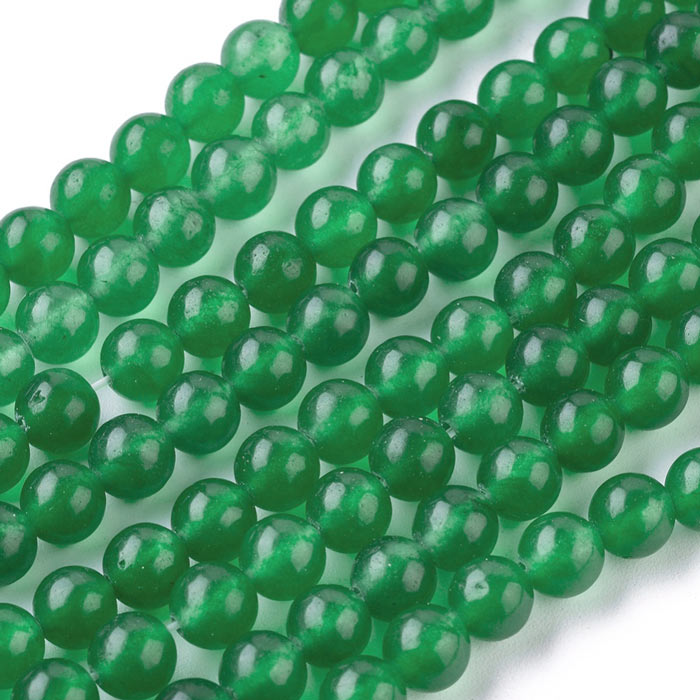 Jade bead, dyed, aventurine green, round, 8mm, 6 pcs