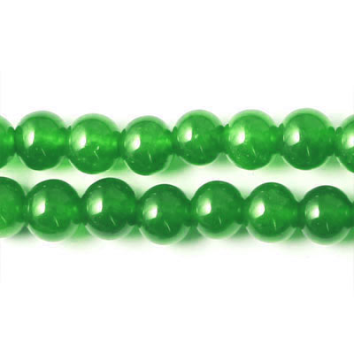 Jade bead, whole strand, grass-green, round, 8mm, ca. 50pcs.