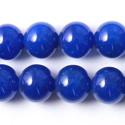 Jade bead, whole strand, dark blue, round, 10mm, 39pcs.