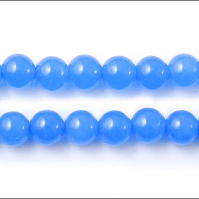 Jade bead, dyed, light blue, round, 10mm, 6pcs.