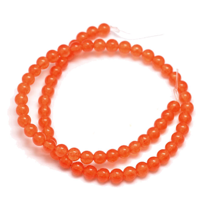 Jade bead, orange, round, 6mm, 10pcs.