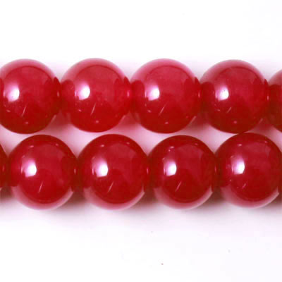 Jade bead, dyed, deep red, round, 10mm, 6pcs.