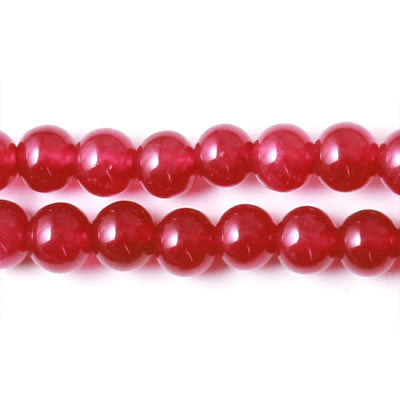 Jade bead, dyed, deep red, round, 10mm, 6pcs.