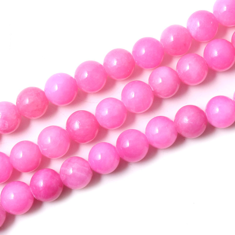 Candy jade, dark pink, round, 8mm, 6pcs.