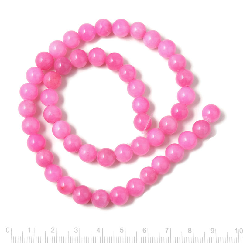 Candy jade, whole strand, pink, 8mm, 48pcs.