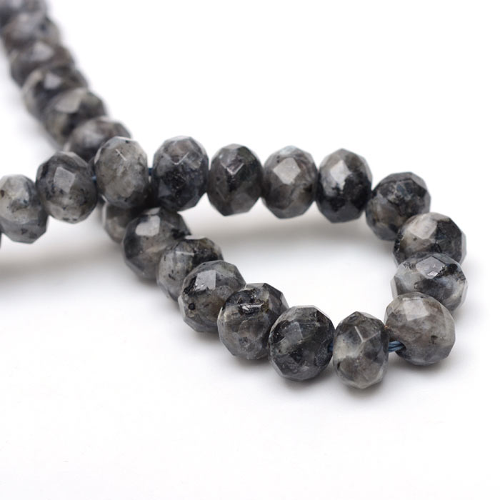 Sesame Jasper, grey, roundel-shaped, full strand, appx. 8x5mm, appx. 70 pcs.