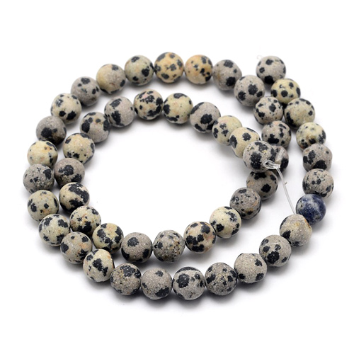Dalmatian jasper, whole strand, matte, 8mm, 50pcs.