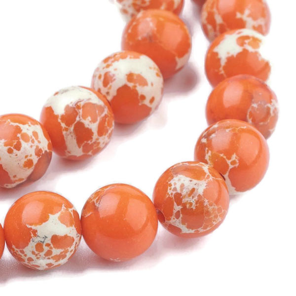 Regalite jasper, imitation, orange, round, 10mm, 6pcs
