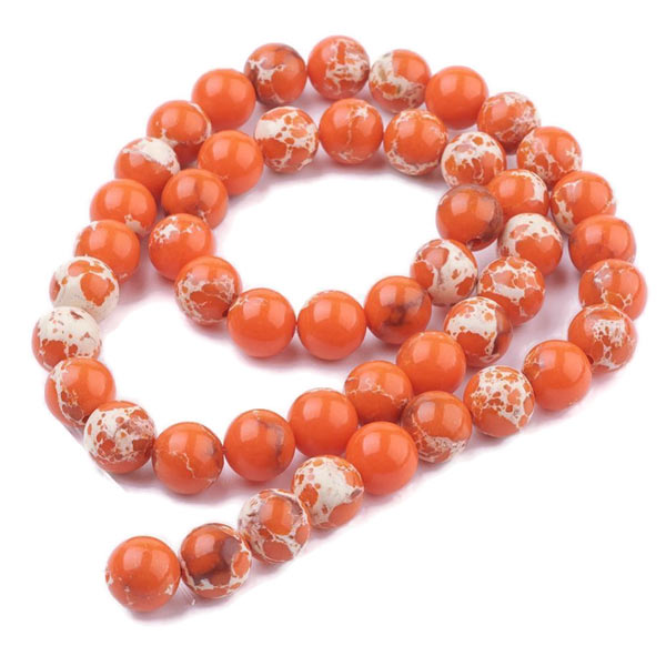 Regalite jasper, imitation, orange, round, 10mm, 6pcs