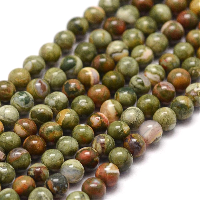 Rhyolite Jasper, entire strand, round, green and brown, 2mm, 180pcs.