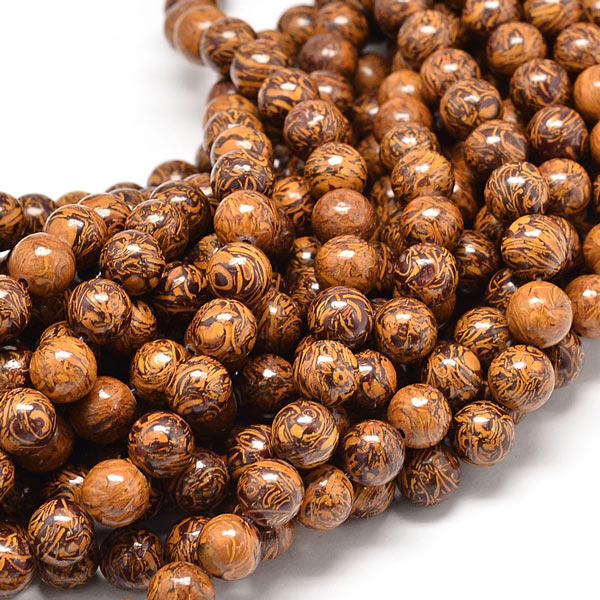 Elephant Jasper, brown colors, round, 10 mm, 6 pcs.