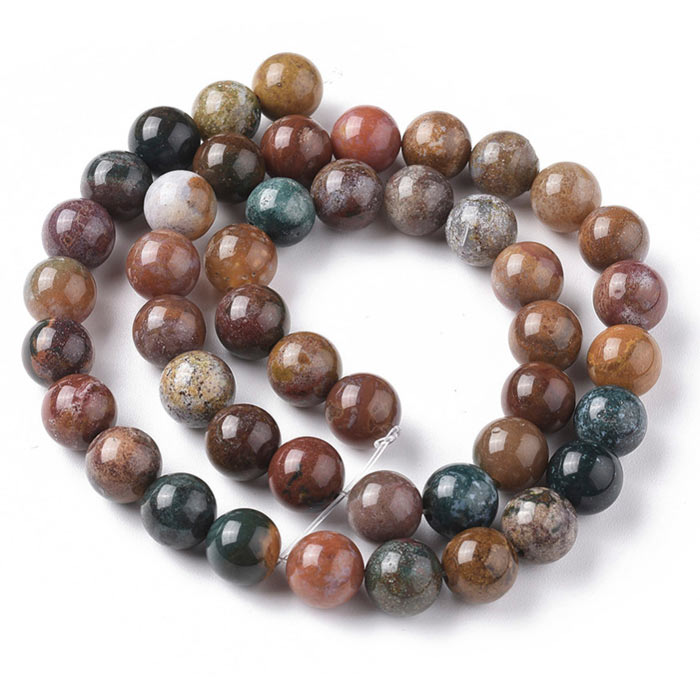 Ocean Jasper, entire strand of beads, green and brown colors, round, 8mm, ca. 46pcs.
