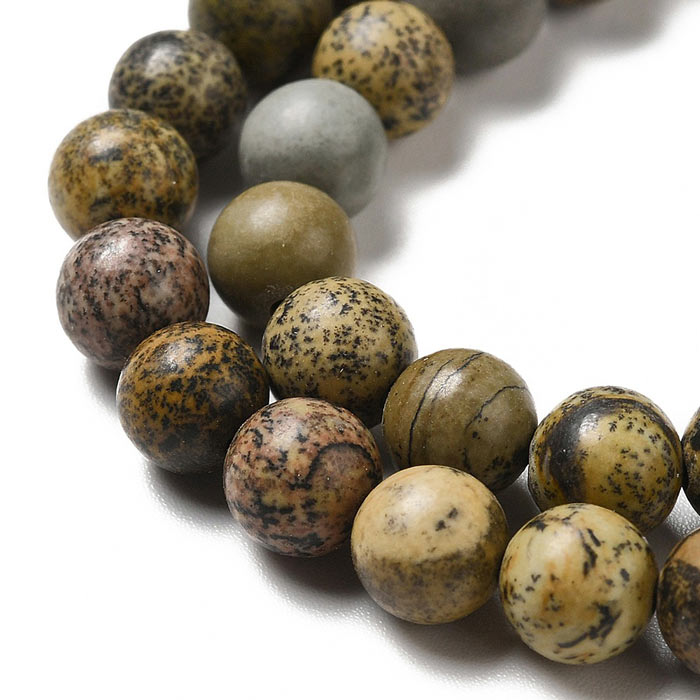 Dendritic Jasper, green and brown shades, round, 6mm, 10 pcs