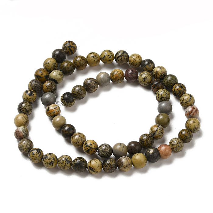 Dendritic Jasper, green and brown shades, round, 6mm, 10 pcs