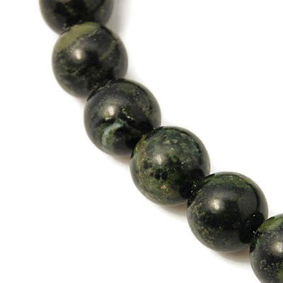 Kambara jasper, round bead, green marbled, 10mm. 6pcs.