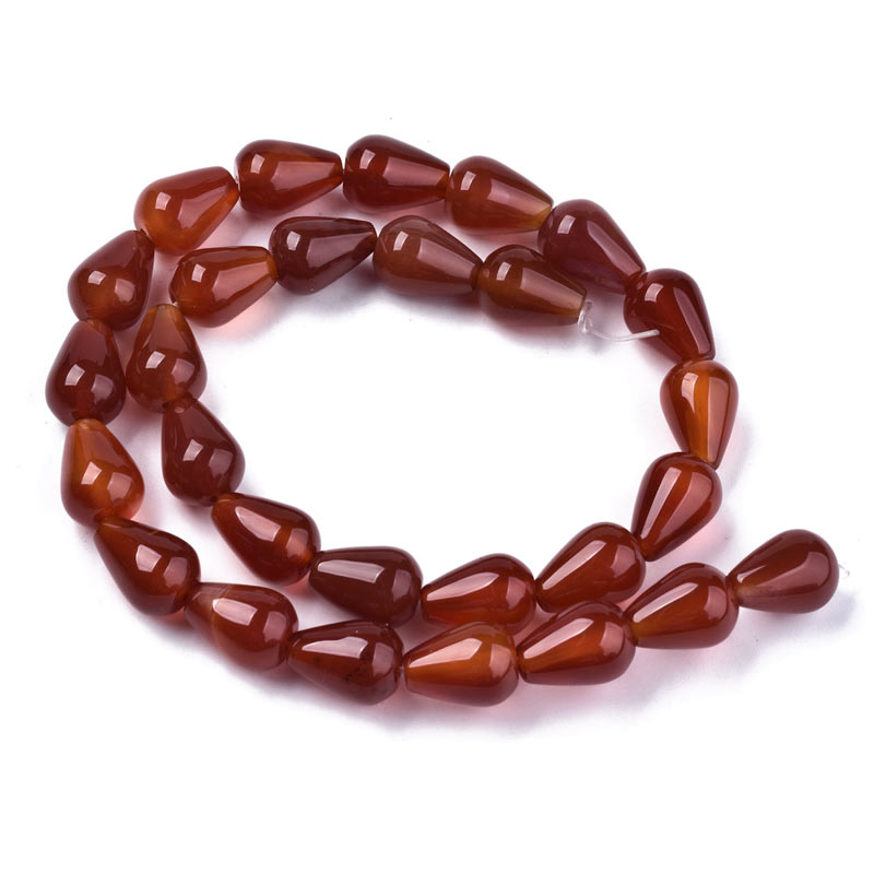 Carnelian, full strand, drop shape, red brown, 14x10mm, 27pcs
