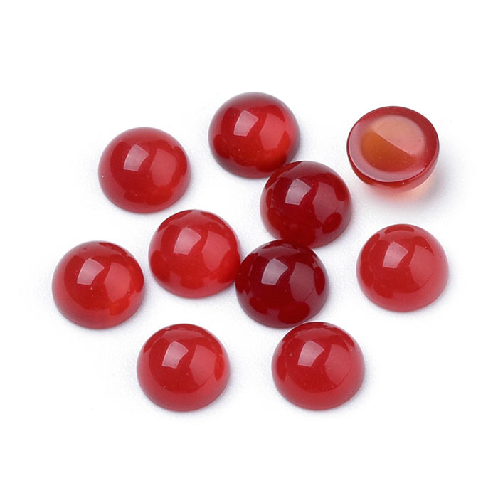 Carnelian, cabochon, round, flat back, 6x3.5 mm, 2 pcs.