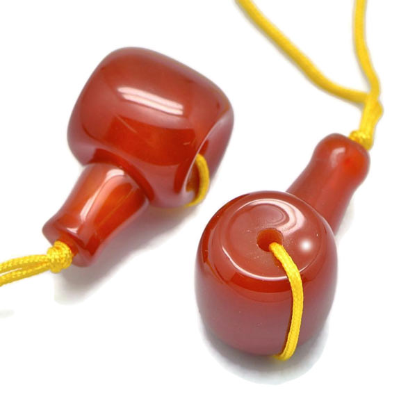 Carnelian, guru bead, 3-hole, redbrown, 21x11 mm, 1 set