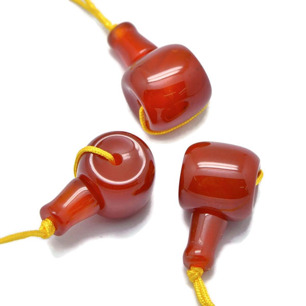 Carnelian, guru bead, 3-hole, redbrown, 21x11 mm, 1 set