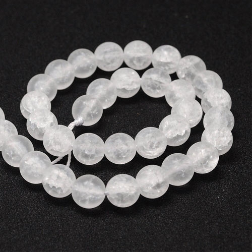 Crackle crystal bead, frosted, round, 8mm, 6pcs