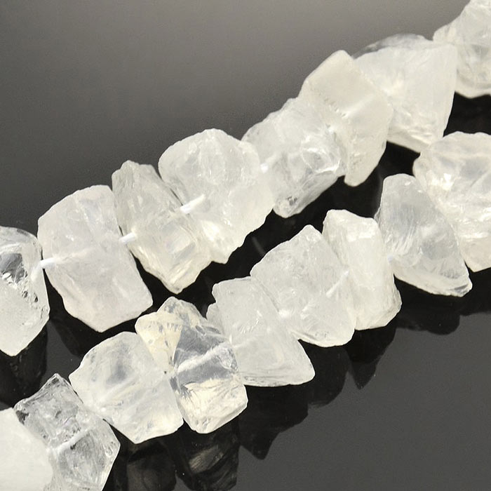 Mountain quartz, rough nuggets, white, 12-16x6-12 mm, 6 pcs