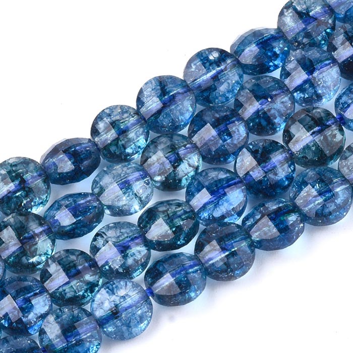 Kyanite, hole strand, flat round, dyed, blue, 6x4mm, about 66pcs.